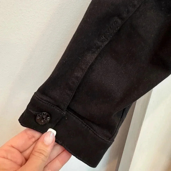 LuLaRoe | Jaxon Black w/ Grey Embroidered Roses Denim Jean Jacket Size L NWOT - Picture 6 of 10